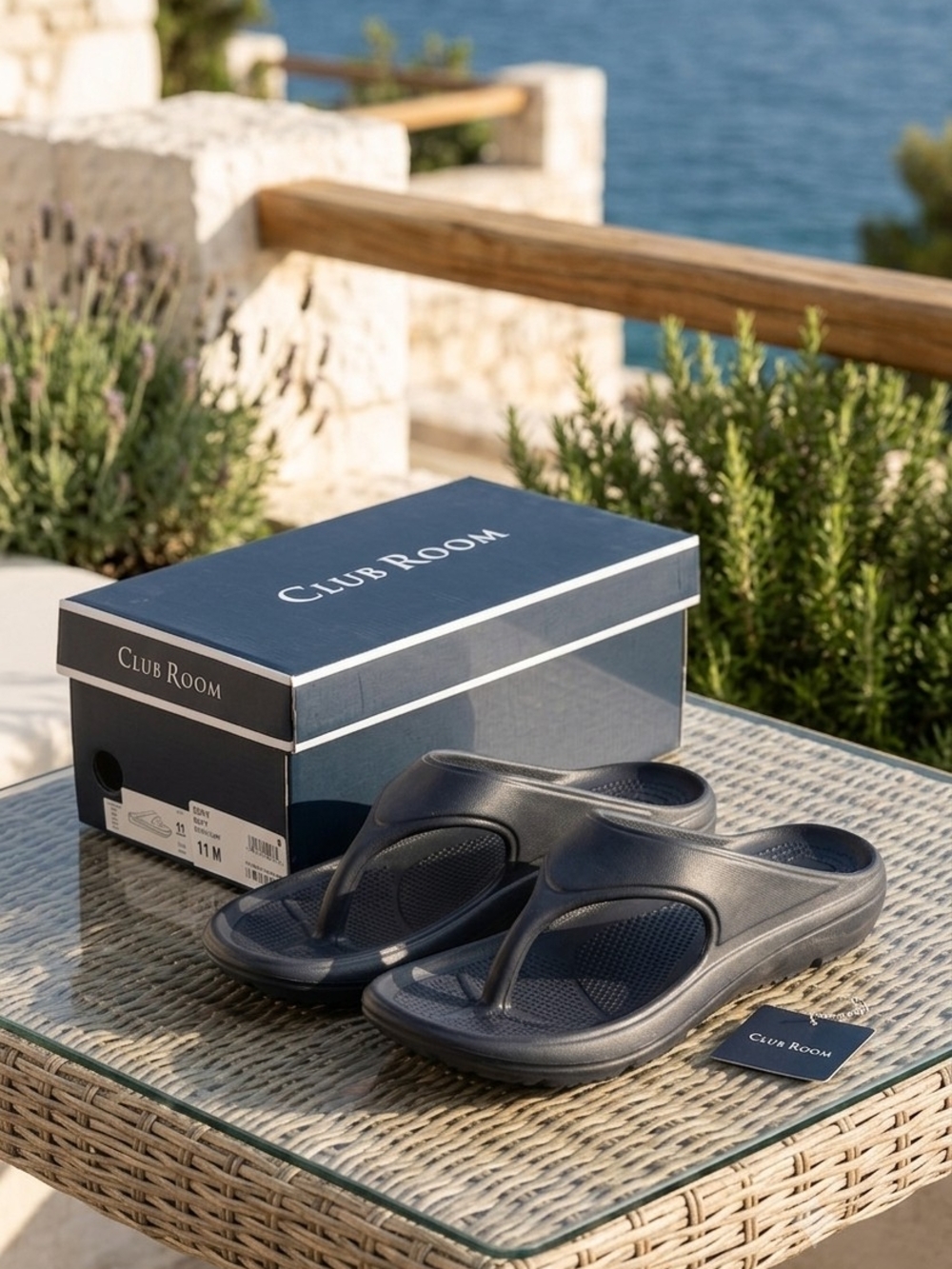 Club Room Men’s Navy Slip-On Thong Sandals